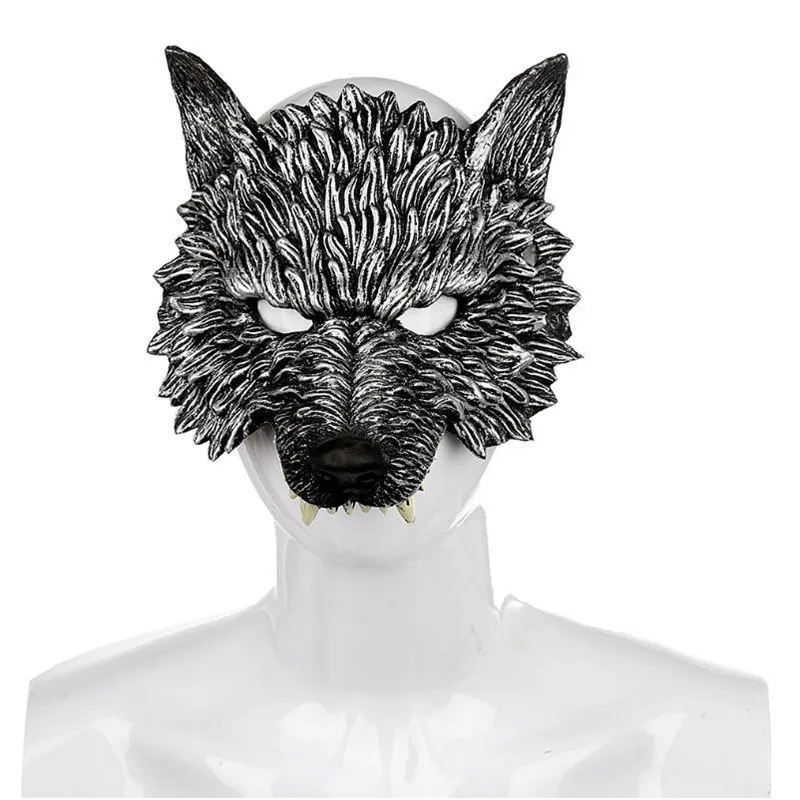 Wolf Маска животного для хеллоуина Тигр Волк кролик лиса косплей аксессуары реквизит костюм для вечеринки мяч панда дракон свинья ведьма Половина лица маска - Цвет: Wolf