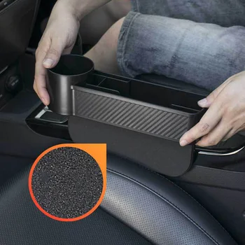 

Multi-functio Car Seat Gap Storage Box Pocket Organizer Holder Carbon Fiber Look Black High Quality ABS Car Storage Box