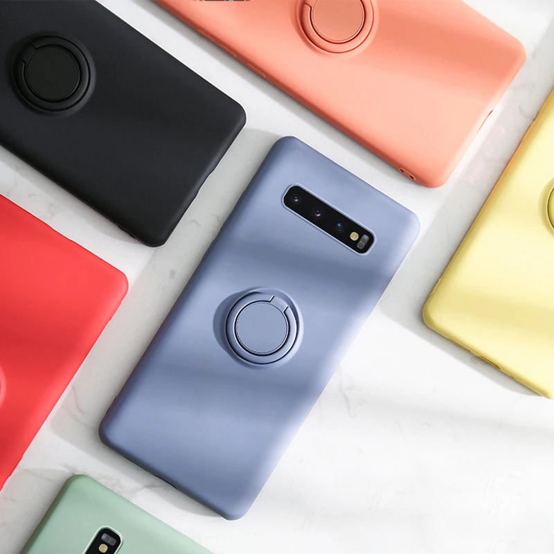 

Soft Silicone,Cover,Case For Samsung Galaxy Note 10 Plus 9 Note9 Note10 S10E S10 E S9 S8 Plus Ring Holder Stand Back Case Covers