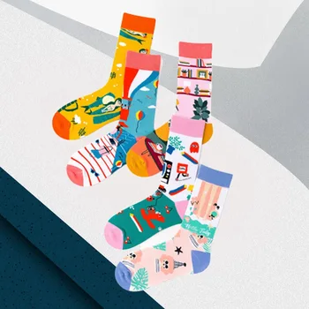 

New Trendy Personality In Tube Socks For Men And Women Couple Funny Creative Illustration Socks