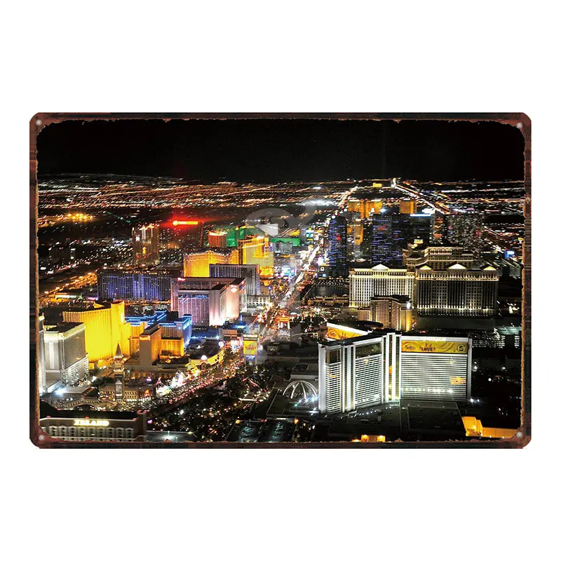 Las Vegas Туризм город металлический знак потертый шик стены искусства Бар Искусство домашний Ресторан винтажный Декор уникальный подарок DU-3672A - Цвет: DU-3728
