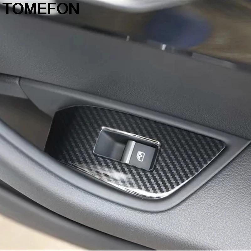 TOMEFON для Audi A5- LHD углеродное волокно автомобиля-Стайлинг внутренний подлокотник панель окно Лифт крышка палка внутренняя отделка Аксессуары