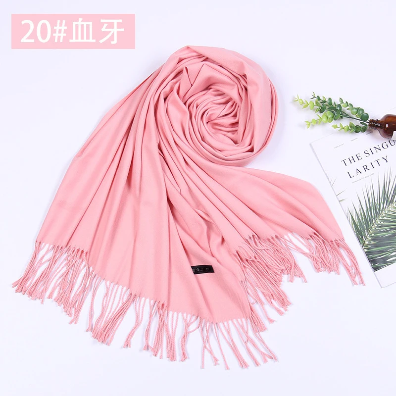 Женская шаль, мужской шарф, Женские однотонные кашемировые шарфы с кисточками, Дамский зимний осенний длинный шарф, высокое качество, Женская шаль