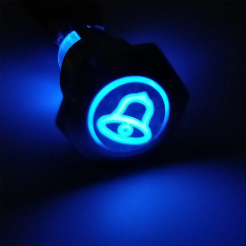 Customize various symbols 16mm Metal Push Button Switch  press button Self-reset 1NO  Flat head  Momentary With indicator light