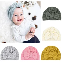 

2021 Baby Beanie Hat Knitted Turban Hats Knot Infant Bonnet Cap Baby Accessories 9 Colors Toddler Newborn Winter Cap for Girls 1