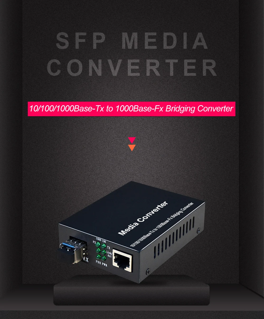1 пара гигабитный медиаконвертер SFP трансивер модуль 5 км 1000 Мбит/с быстрый Ethernet RJ45 в волоконно-оптический коммутатор 2 порта SC одиночный режим