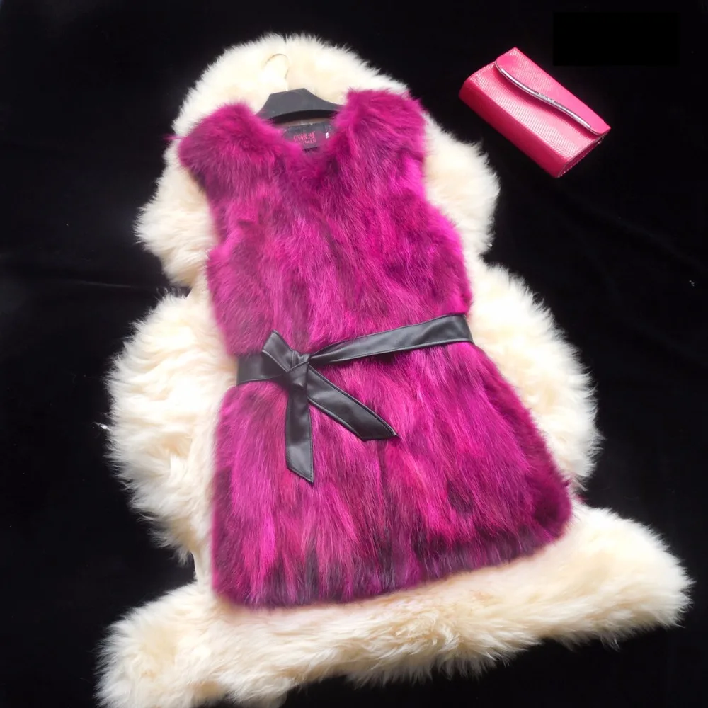 Real raccoon dog fur vests waistcoats women's V neck long design autumn winter 2019 new sleeveless natural fur jackets and coats