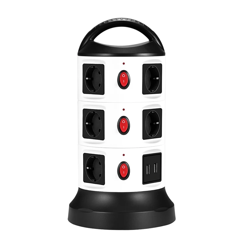 7/11 EU переменного тока розетки с USB башня Мощность полосы usb-розетки 2 Порты