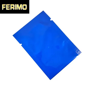 

500Pcs/lot Solid Blue Heat Seal Pure Aluminum Foil Packing Bag Candy Nuts Vacuum Storage Mylar Bags Grocery Flat Packaging Pouch