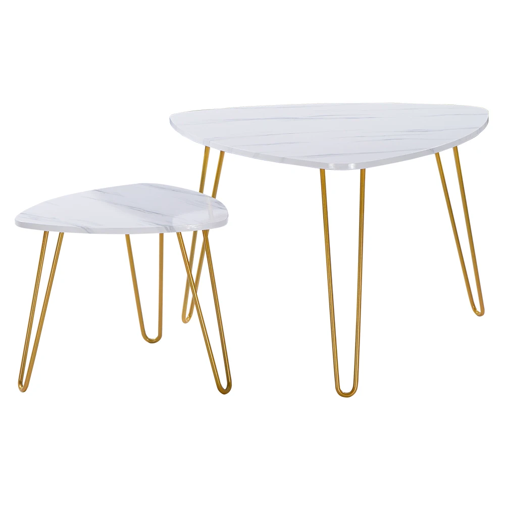 

Two Colors [84x83x46cm] Marble Iron Feet Coffee Table Side 2 Sets Side Table