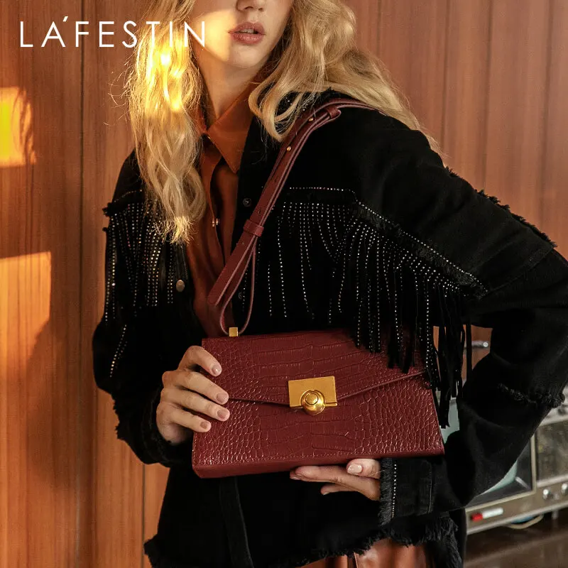 

LAFESTIN 2019 New Medium Model Luxury Underarm Women Bag Vintage Crocodile Pattern Shoulder Crossbody Bag
