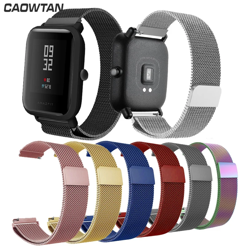 Ремешок для часов Amazfit Bip band ремешок Xiaomi Huami 20 мм 22 из нержавеющей стали Milanese
