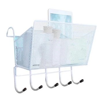 

Bedside Hanging Basket Storage Basket with Hooks Dormitory Wall Mounted Metal Wire Basket