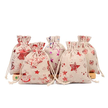 

1 Set Christmas Gift Bags 24Days Countdown Advent Calendar Sticker Hemp Rope and Clips DIY Holiday Christmas Decorations E2S