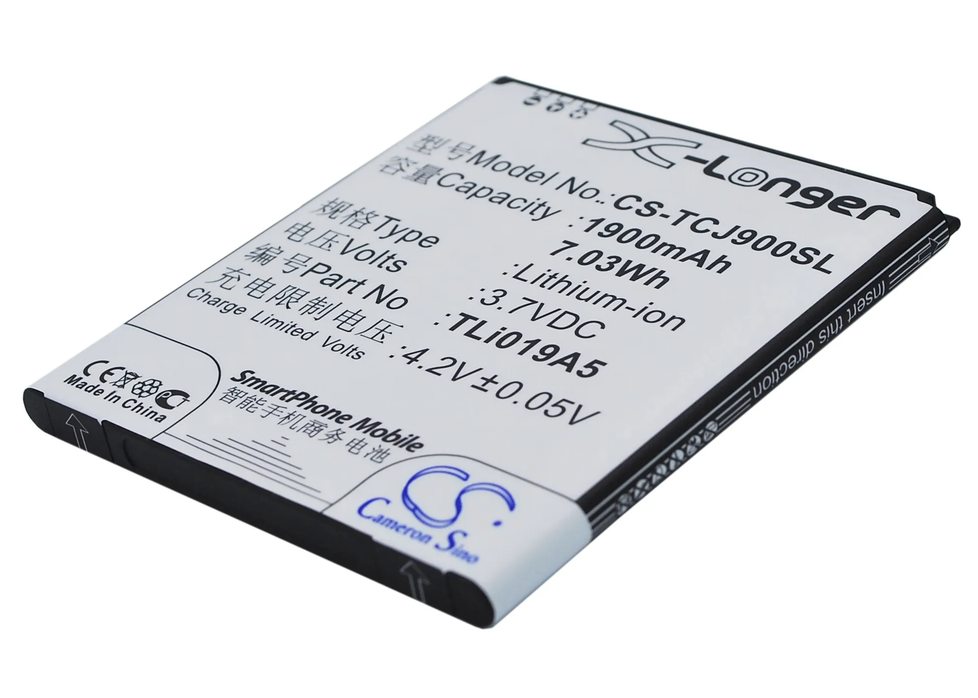 Обновленная батарея Cameron Sino для Alcatel One Touch POP D7 1900 mAh/7.03Wh