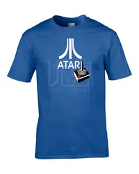 Atari. Логотип джойстик. 80s игровая консоль видеоигры Старая школа (pushirt Winner Tee style натуральная хлопковая Футболка с круглым вырезом