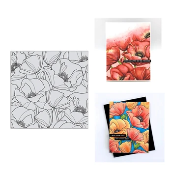 

New 2020 Metal Cutting Dies and Scrapbooking For Paper Making Background Poppy Flowers Clear Stamp Embossing Frame Card Craft