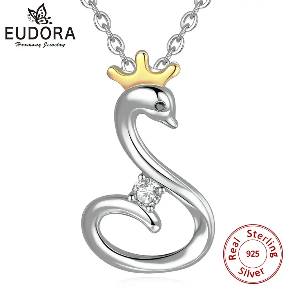 Кулон в виде лебедя из серебра 100% пробы с Королевской короной | Украшения и