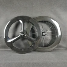700C full carbon wheels front 3-spokes rear 88mm track/road bike 3k gloosy wheelset clincher/tubular carbon bicycle wheels