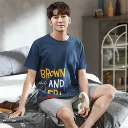 Men Summer Pajama Sets Cotton Sleepwear Fashion Letters Lovely Bear Print Pajamas With Shorts Plus Size Pajamas For Men Pijama