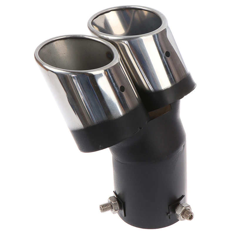 Нержавеющая сталь изогнутый двойной выход выхлопная отделка глушитель труба хвост универсальный автомобильный Декор хромированная выхлопная труба