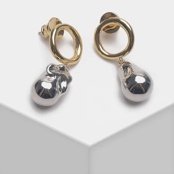 

Amorita boutique geometric design stylish metallic drop earrings