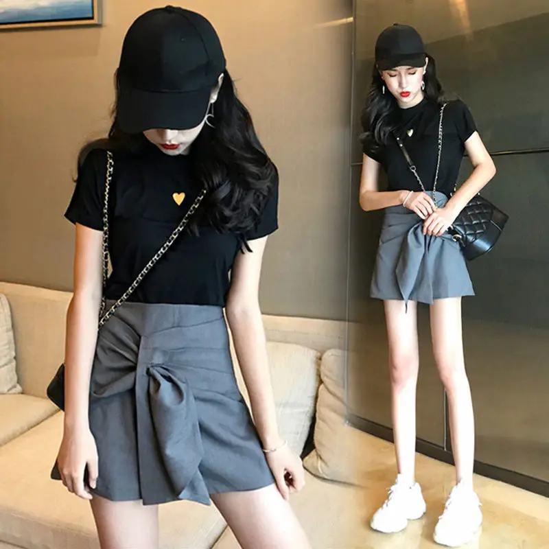 

Very Fairy Two-Piece Korean-style Western Style Online Celebrity Dress Outfit Slimming Playful by Age-Style Elegant 2019 Summer