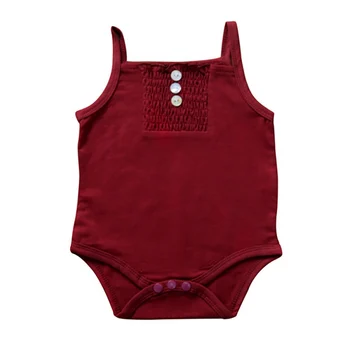 

WEIXINBUY Baby Girls Romper Summer Infant Newborn Button Sleeveless Girls Solid One-pieces Jumpsuit
