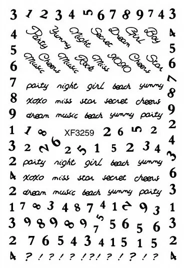 XF3259 Новые горячие английские буквы наклейки для ногтей Маникюр Искусство декоративные наклейки фольга наклейки для ногтей для девочек - Цвет: XF3259