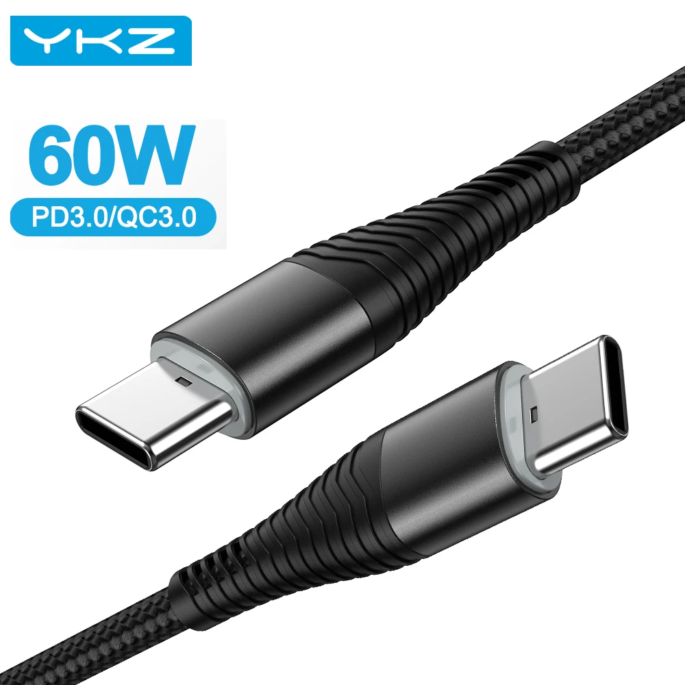 YKZ 60 Вт с разъемом USB Type C кабель 20V/3A быстрое зарядное устройство провод шнур PD USBC c