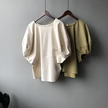 

2020 New Big Puff Short Lantern Sleeve Women Vintage Blouse Chic Tops For Women Elegant Blouse Women Spring Shirt