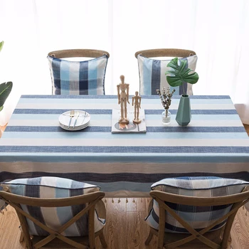

Japanese Small Fresh Stripe Table Cloth Tablecloth Anti-scalding Table Cover Waterproof Rectangular Table Cloth Home Decor