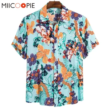 

Hawaiian Shirt Men Short Sleeve Brand Vintage Floral Printed Beach Chemise Homme Casual Cotton Camisa Social Plus Size Shirts