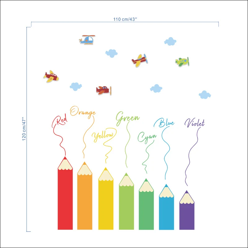 Большая распродажа цветные карандашные наклейки на стену s для украшения дома ПВХ Diy Съемная наклейка
