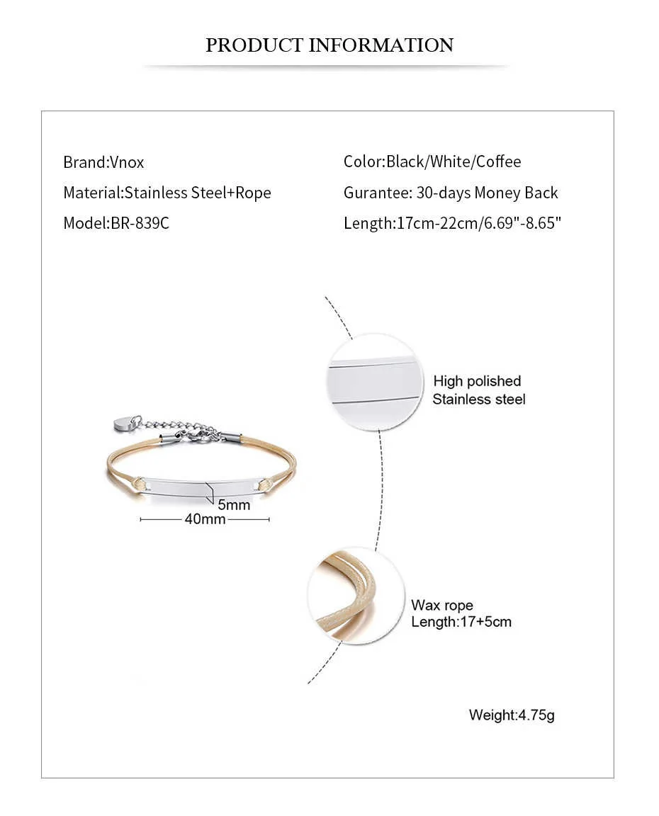 Vnox Temperament Personalisierte Armbänder für Frauen Schwestern Verstellbare Edelstahl mit Herz Charme Elegante BFF Schmuck Geschenk – Detail 7