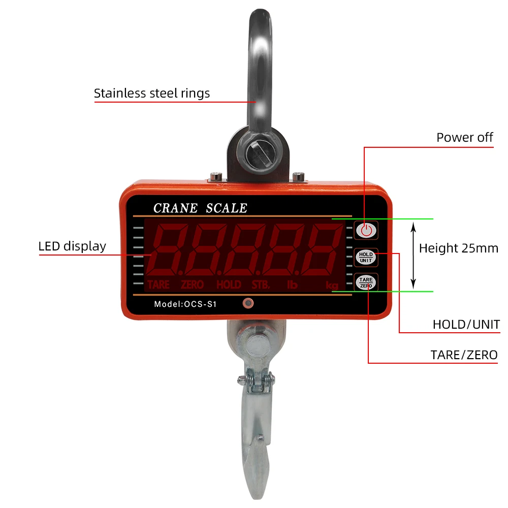 Description Picture 5 of item500kg/1000KG Crane Scale Digital Scales LCD High Accurate Weighing Industrial Heavy Duty Hook Hanging Scales Balance