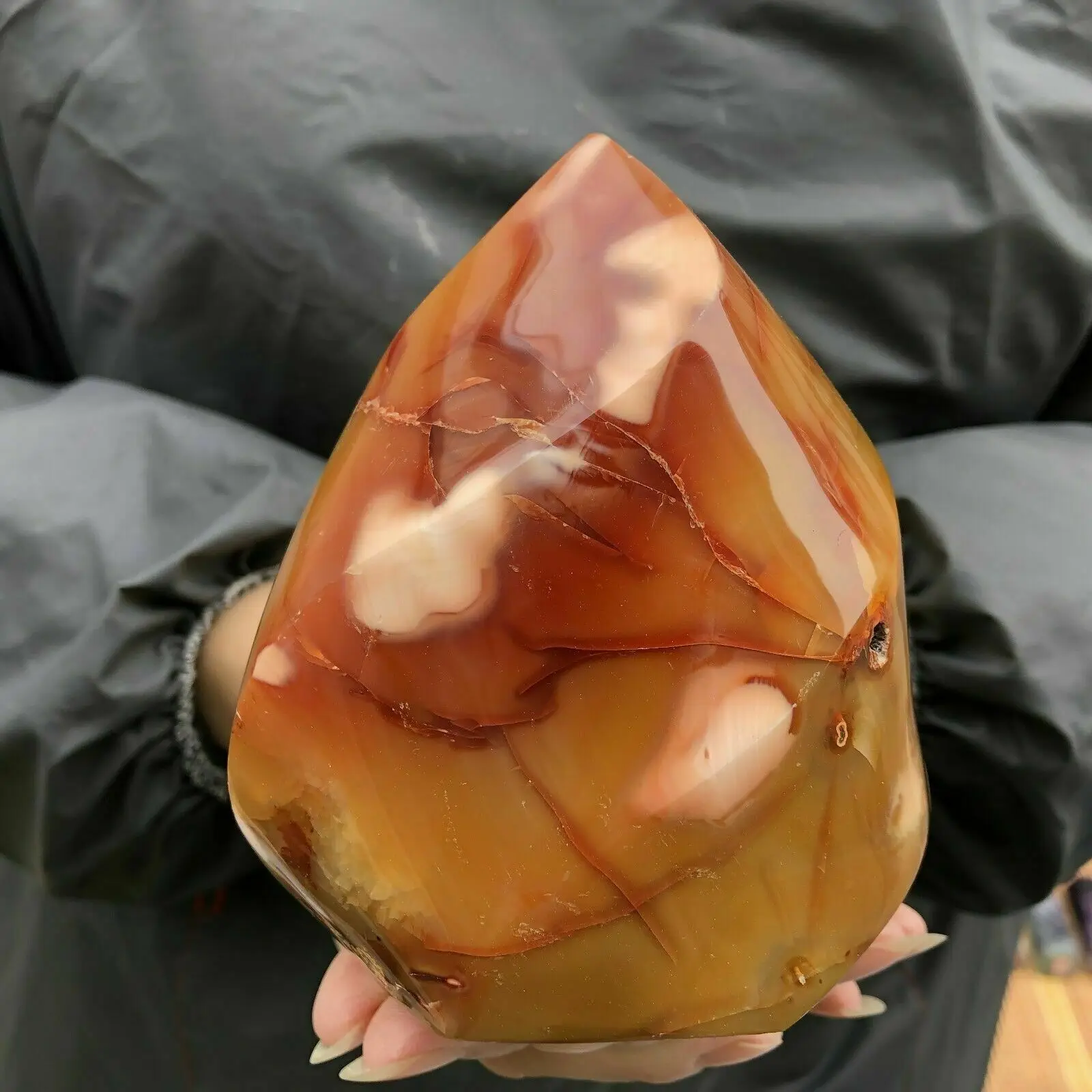 80-550g Natural Carnelian Jasper Flame Quartz Crystal Wand Specimen Point 5