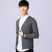 Новинка, мужской вязаный кардиган с v-образным вырезом и длинными рукавами, модный свитер для отдыха