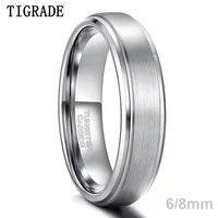 Tigrade Tungsten Carbide Ring for Man Wedding engagement Band 6/8mm Silver Color Brand Classic Design Engraving Rings size 15 1