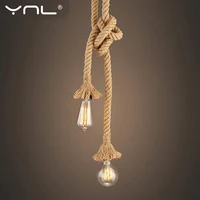 Hemp Rope Pendant Lights Vintage Retro Hanging Lamp E27 AC 85-265V Industrial Decor Home Restaurant Pendant Lamp Edison Hanglamp 1