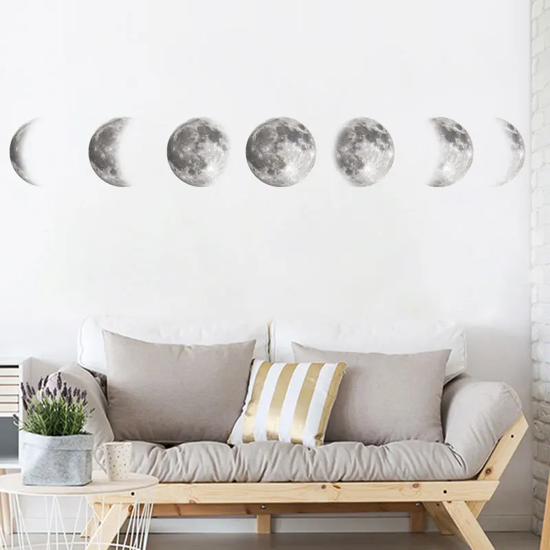 1PC Creative Moon phase 3D Wall Sticker Home living room wall decoration Mural Art Decals background decor stickers | Дом и сад