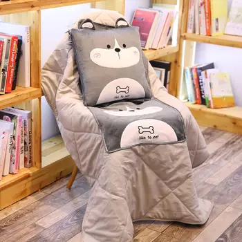 

2 In 1 Cartoon Stuffed Dog Animal Pillow Plush Cushion Air Conditioning Blanket