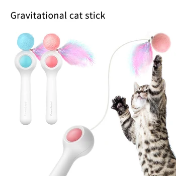 

1PC Cat Interactive Feather Toy Gravity Automatic Telescopic Funny Cats Stick Artificial Colorful Feather Fairy Stick Funny Cat