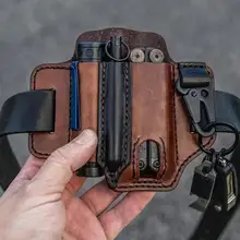 EDC Outdoor Leather Tool Knife Sheath Pockets Multitools Holder Essentials Organizer Belt Pouch Pocket Hunt Tactical Flashlight