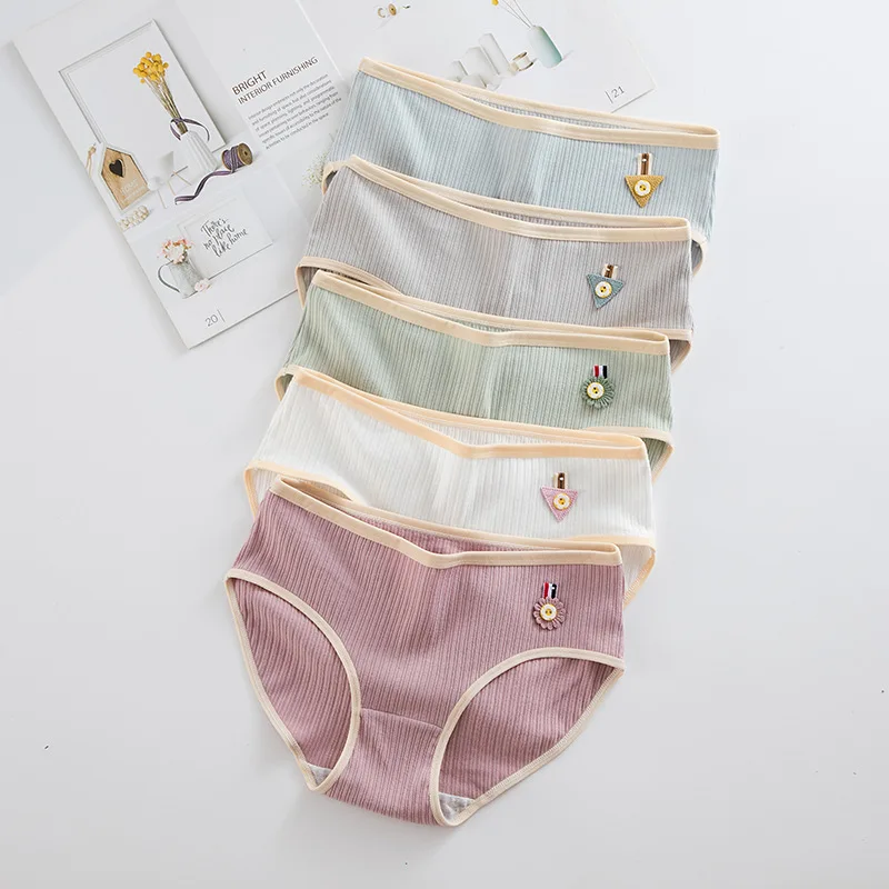 New 6pcs Teenage Briefs Striped Underpants Young Girl Underwear Comfortable Cotton Panties Kids Clothing1