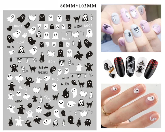 3D Nail Sticker Girl Manicure Decals Decoration Stickers for Nails Cute Cat Candy Fish Design Nail Art Sticker Accessories WG353