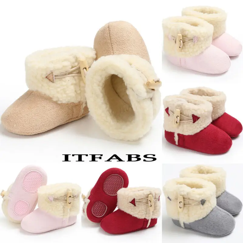 Зимние сапоги на меху для новорожденных девочек; детская обувь ботиночки с мягкой подошвой; Prewalker