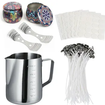 

205pcs Craft Tools Gift Wick Flower Box Rust Resistant Fixator Sticker Poring Pot Candle Making Kit Sturdy Party DIY Handemade