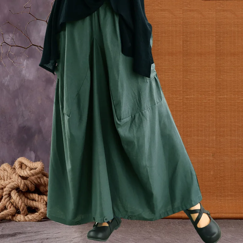 

Loose Large New Cotton Linen Skirt Wide Leg Pants
