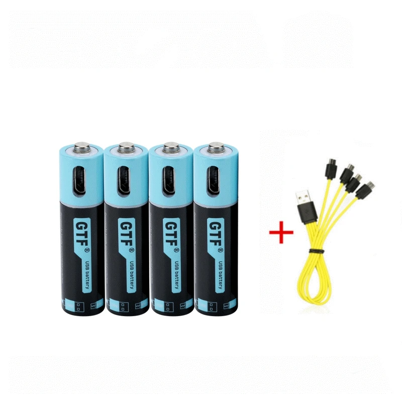 GTF емкость 1,5 V 450mAh AAA литий-ионная батарея 675mwh литий-полимерный с USB перезаряжаемой литиевой usb батареей+ usb-кабелем - Цвет: 4PC AAA and  cable